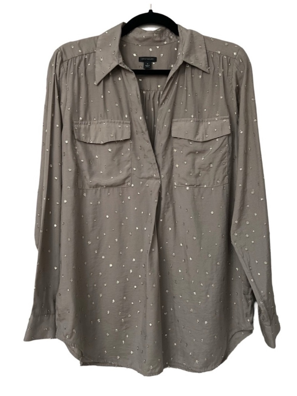 Ann Taylor Blouse with Metallic Dots